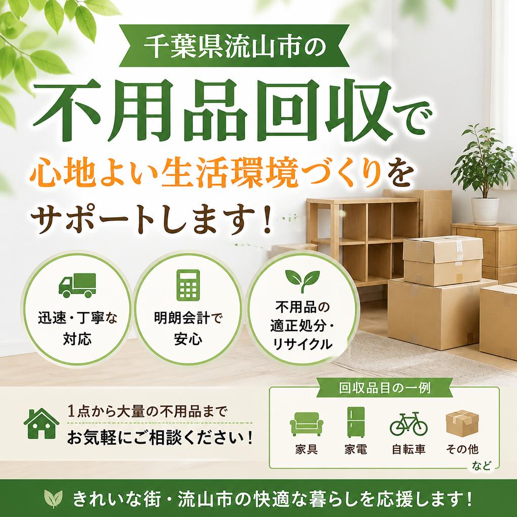 千葉県流山市の不用品回収で心地よい生活環境づくりをサポートします！